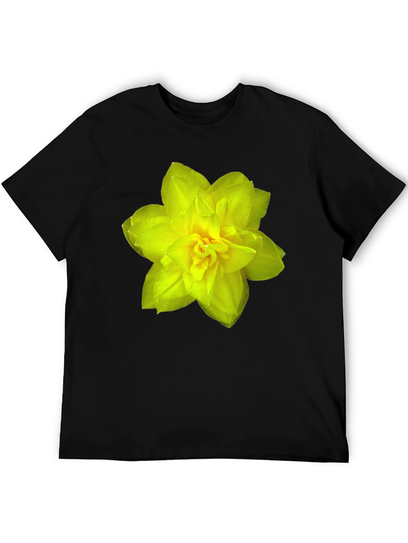 Floral Graphic Tee - Black T-Shirt with Yellow Flower Print