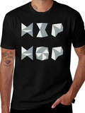 Geometric Hip Hop Graphic T-Shirt - Black