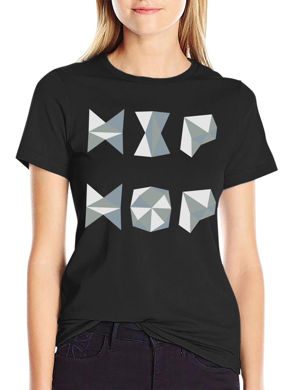 Geometric Hip Hop Graphic T-Shirt - Black