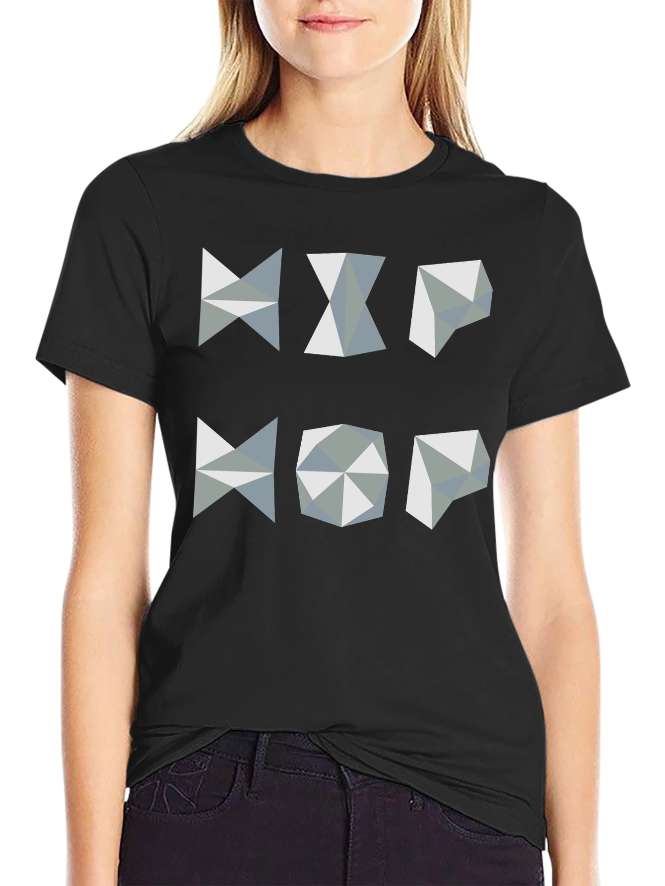Geometric Hip Hop Graphic T-Shirt - Black