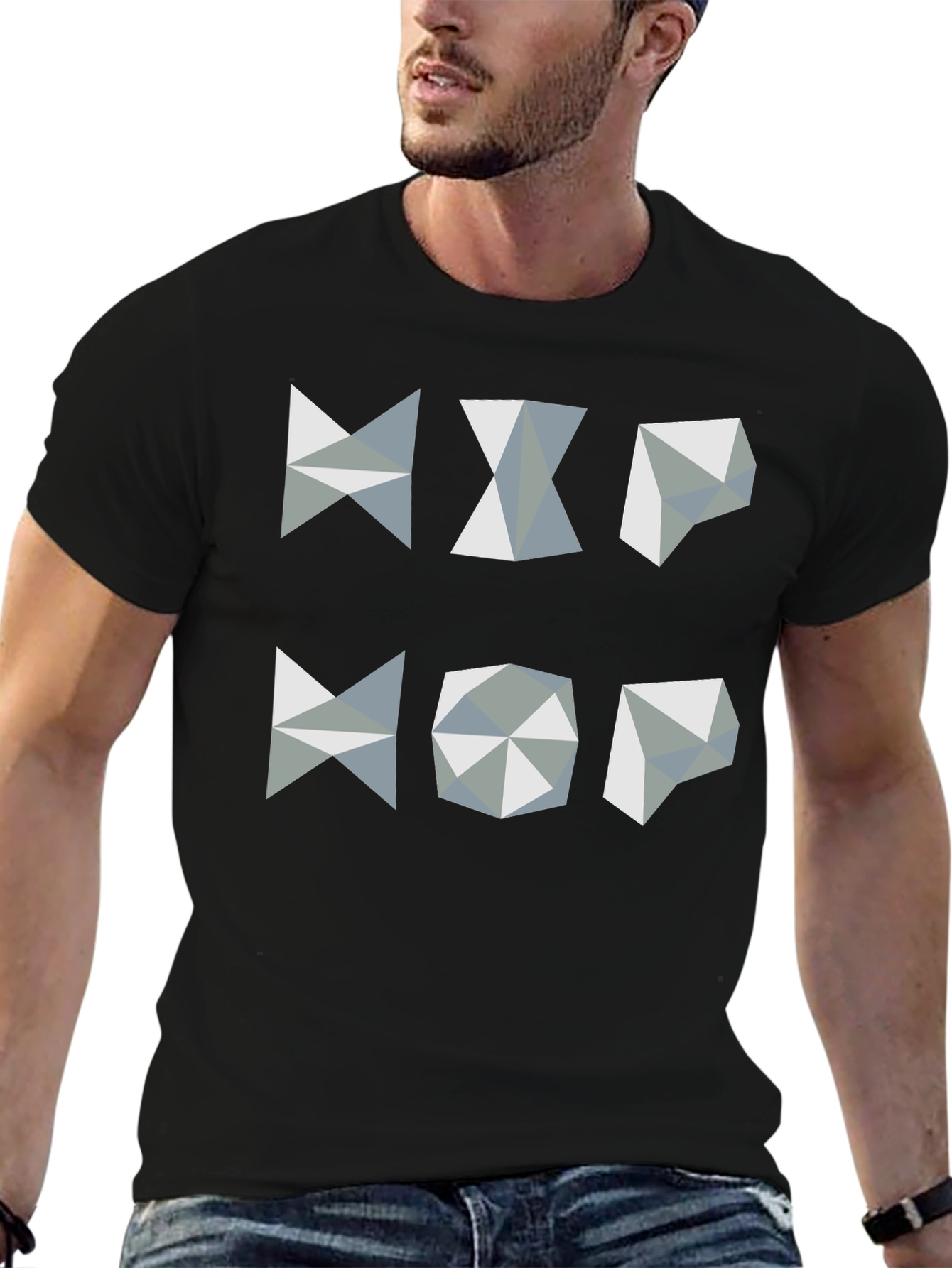 Geometric Hip Hop Graphic T-Shirt - Black