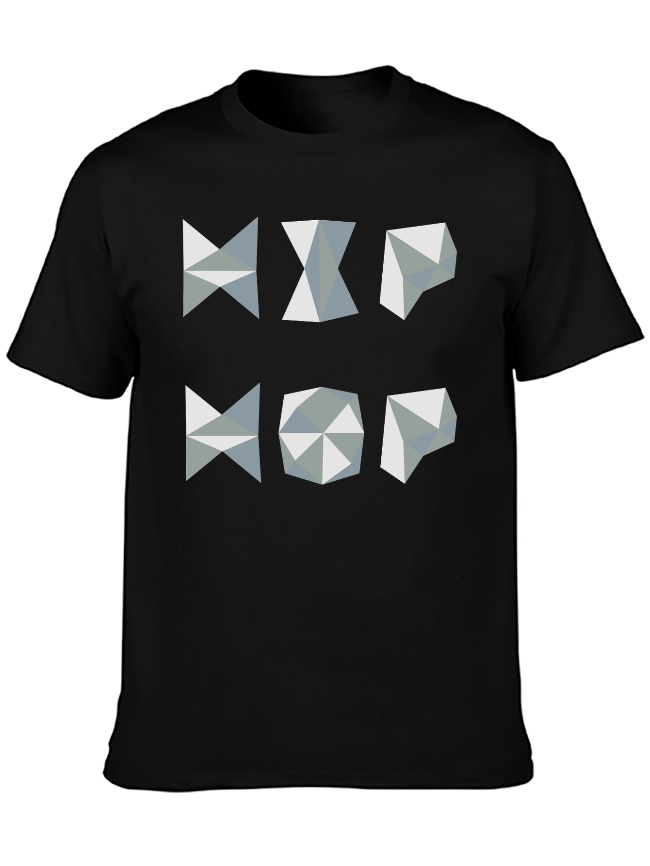 Geometric Hip Hop Graphic T-Shirt - Black