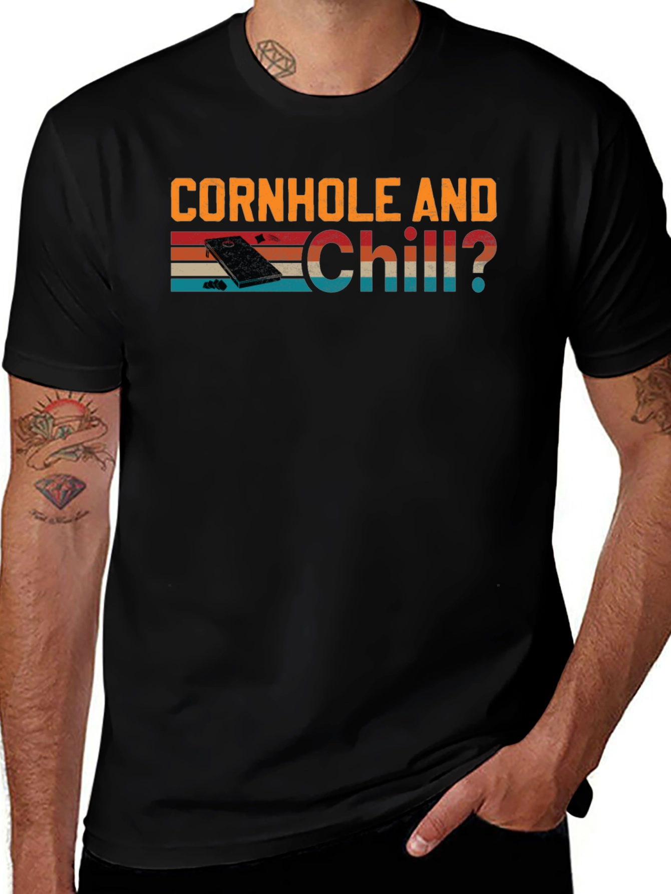Cornhole and Chill T-Shirt - Retro Design