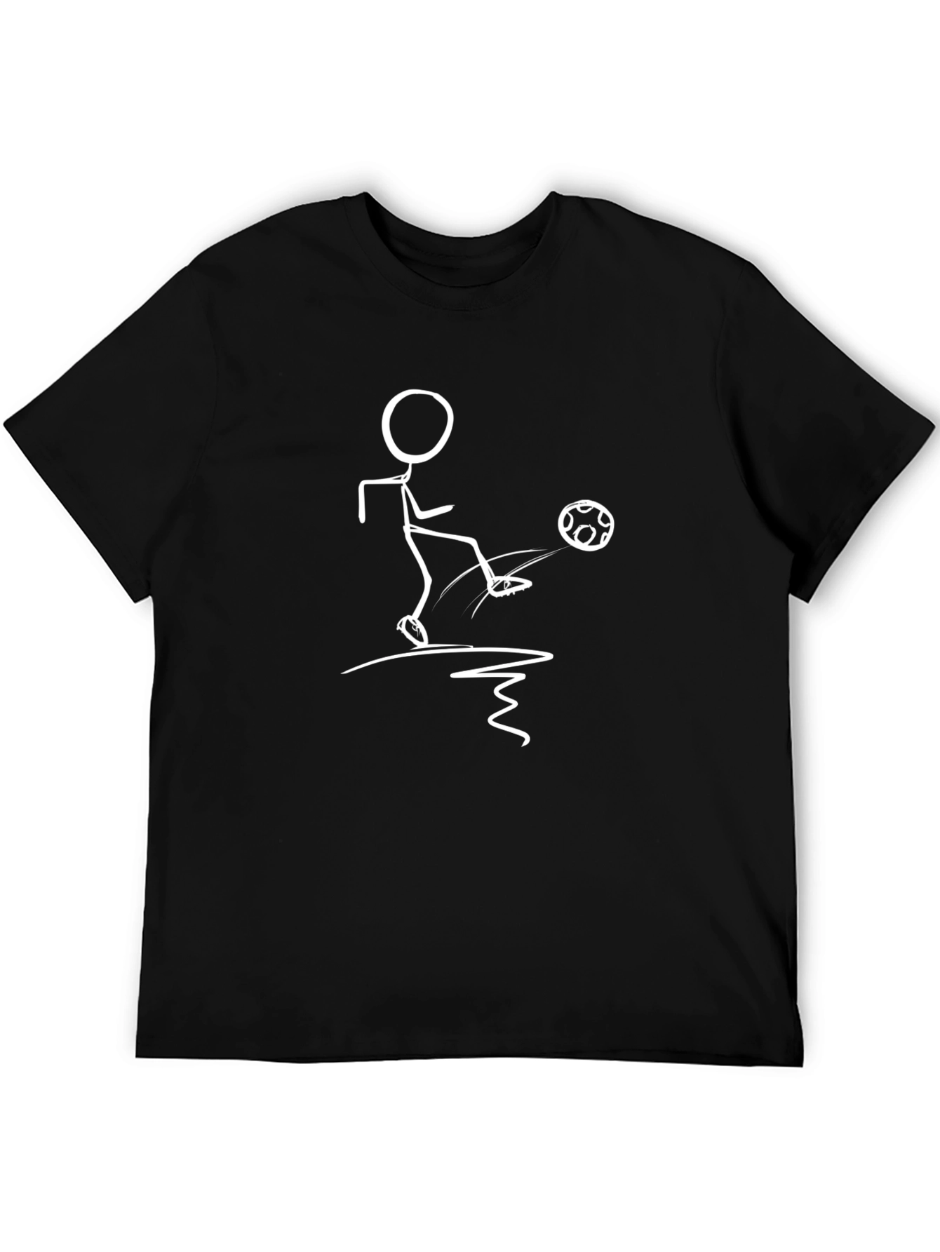 Soccer Stick Figure Graphic T-Shirt - Black
