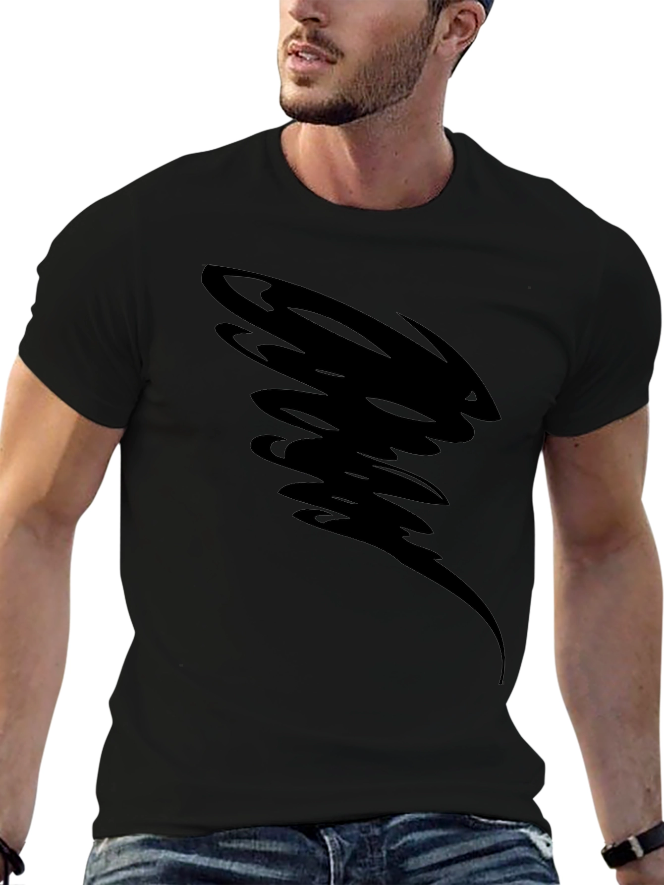 Mens Black Tornado Graphic Tee - Casual Style