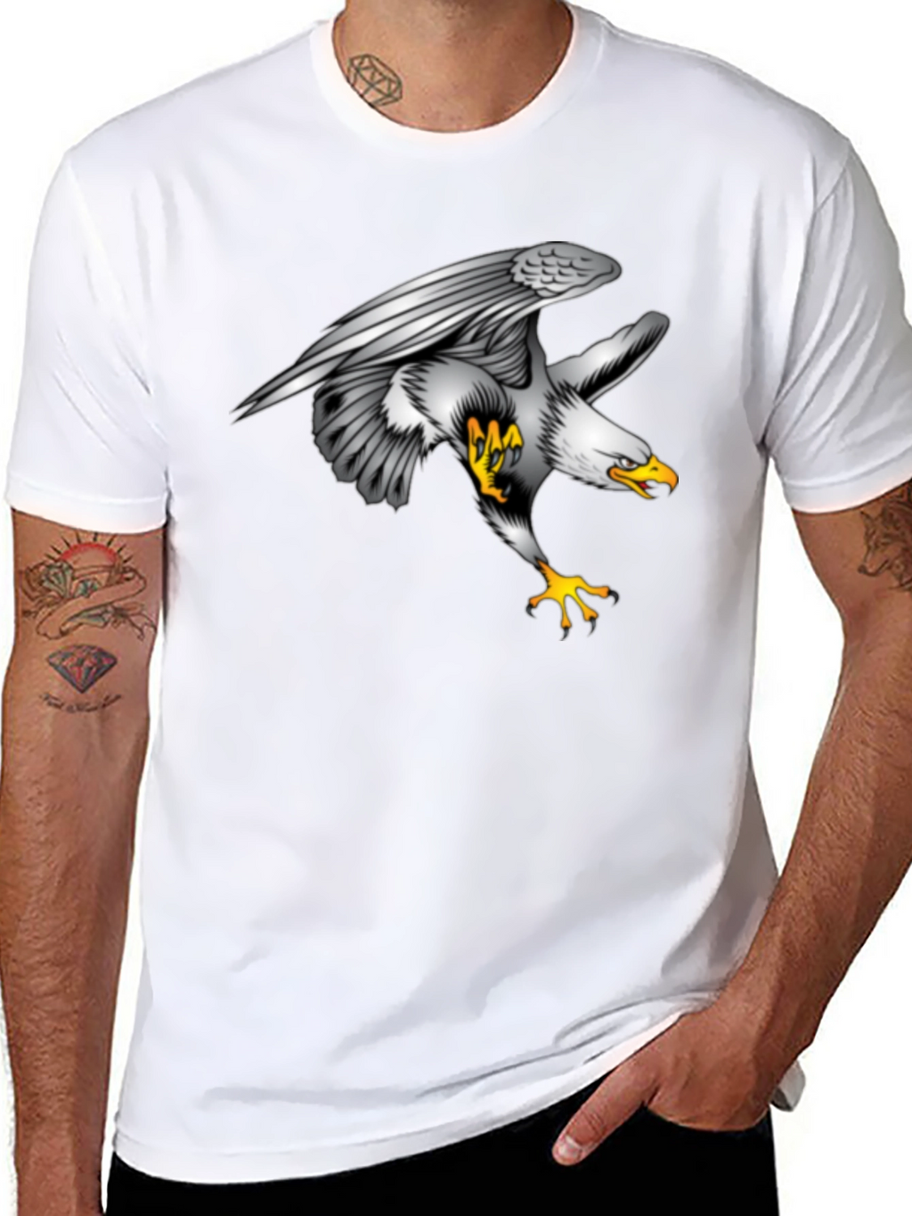 Eagle Graphic Print Black T-Shirt