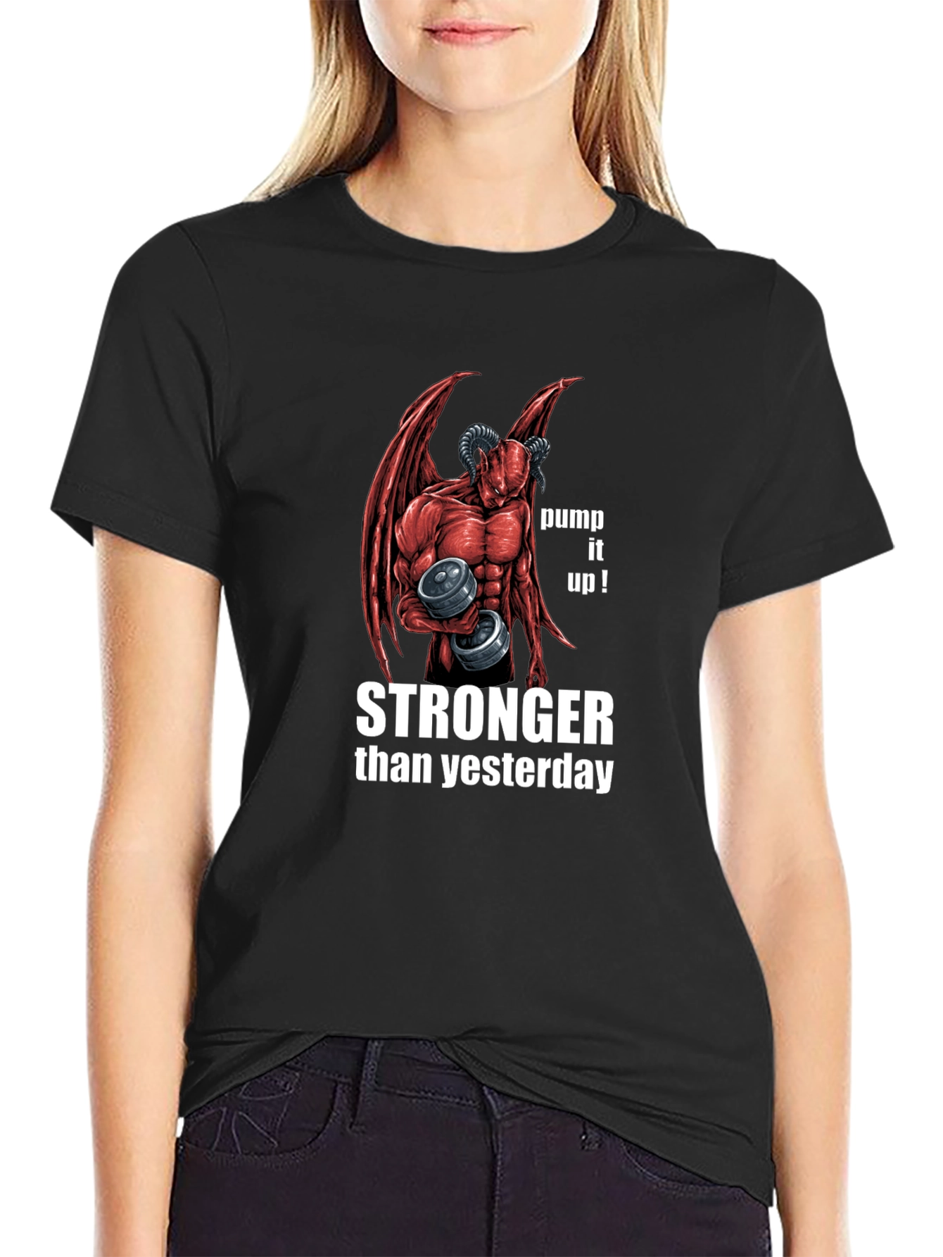 Stronger Than Yesterday Devil Workout T-Shirt