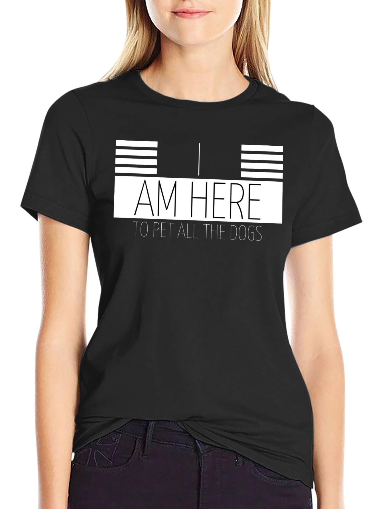 I Am Here to Pet All the Dogs Black T-Shirt