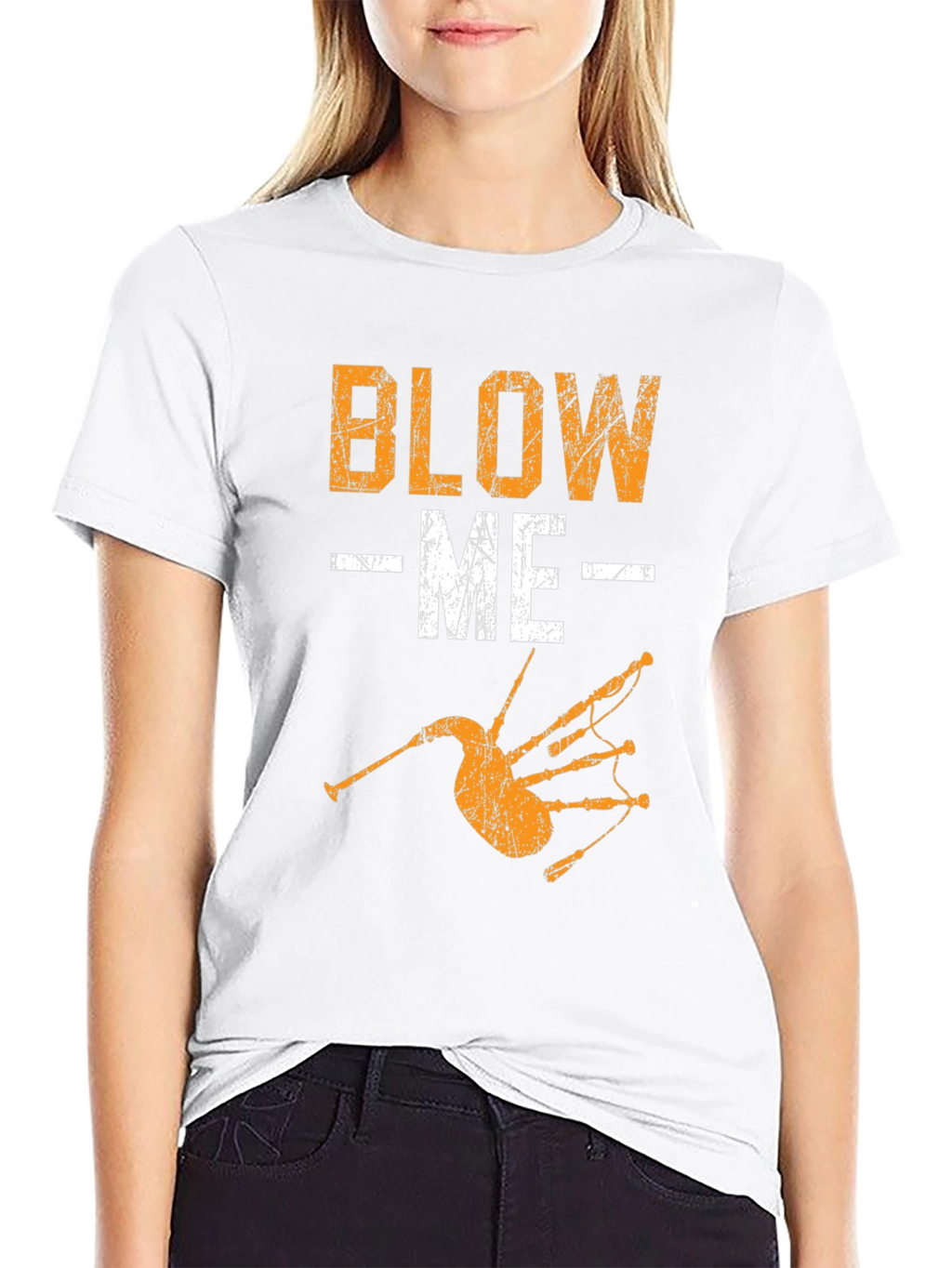 Blow Me T-Shirt Bagpipe Graphic Tee Novelty Design