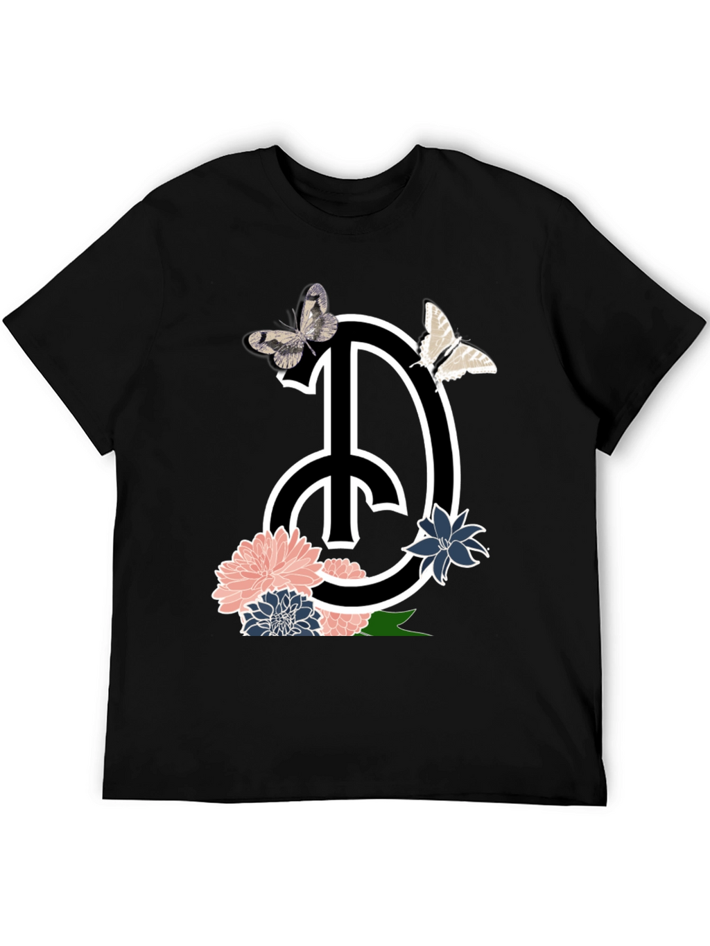 Peace Sign Floral Butterfly Graphic T-Shirt