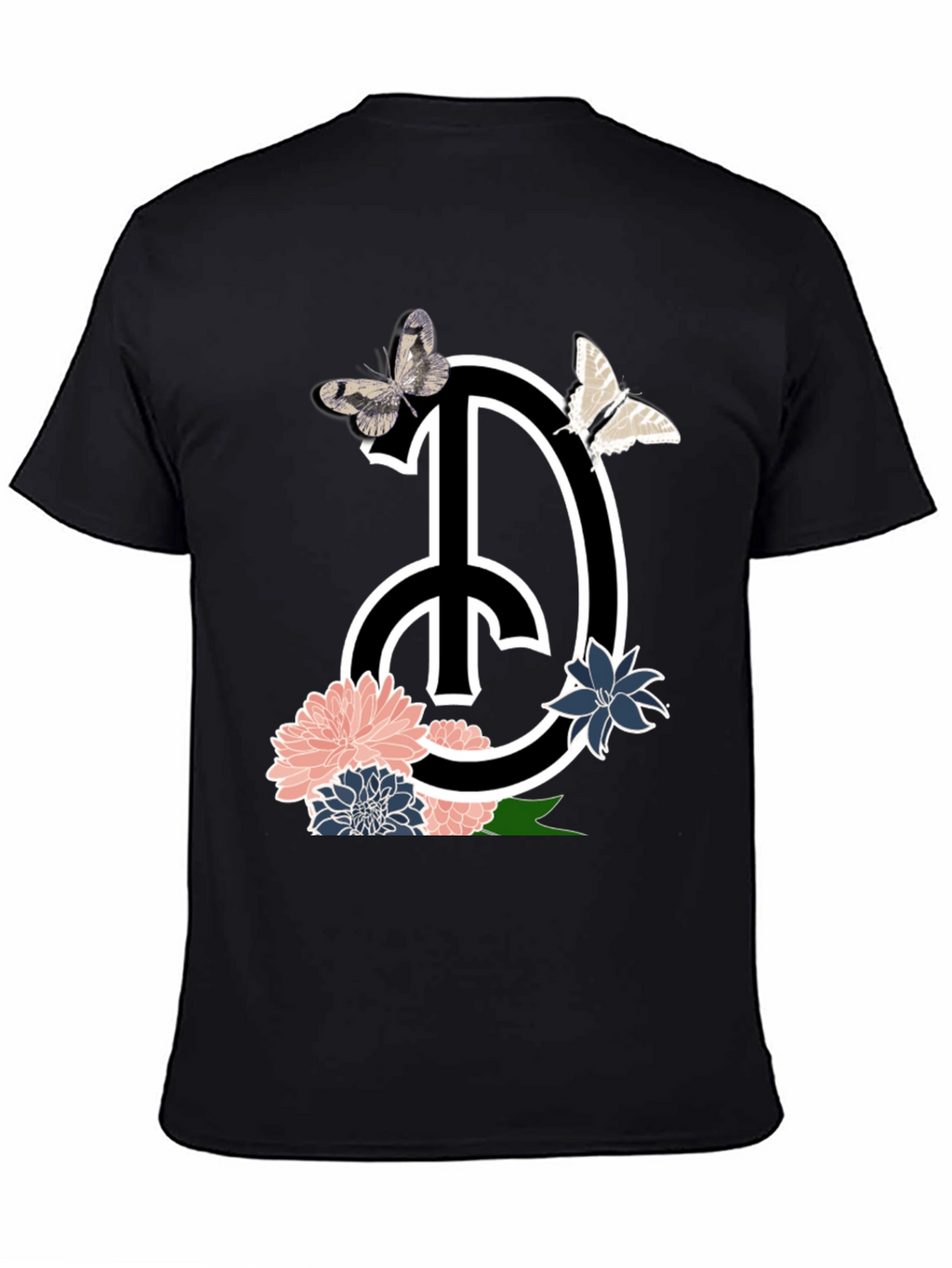 Peace Sign Floral Butterfly Graphic T-Shirt