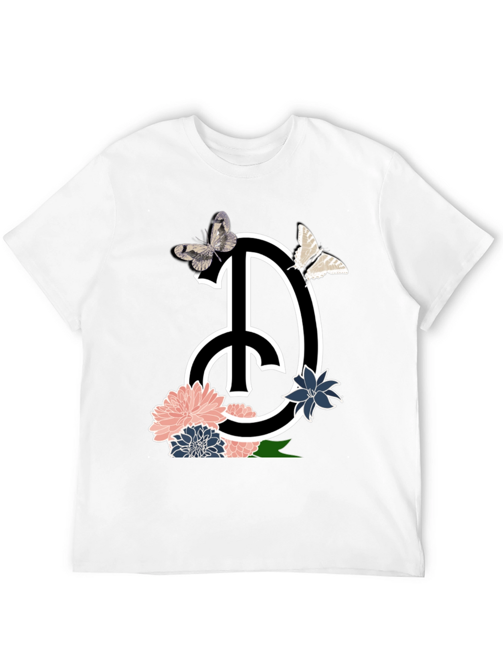 Peace Sign Floral Butterfly Graphic T-Shirt