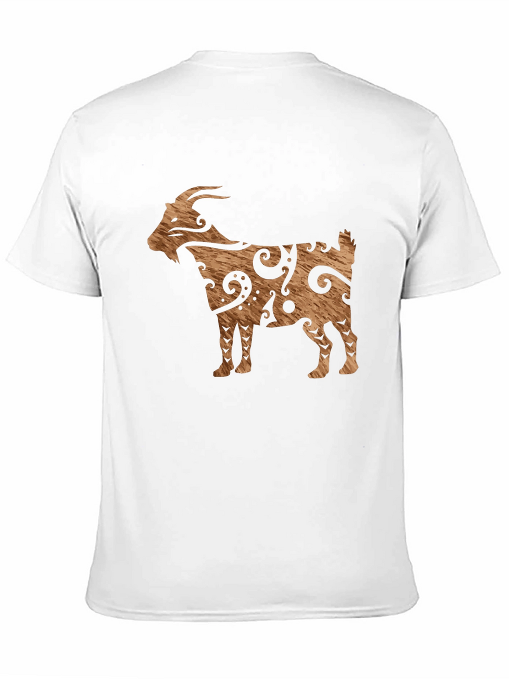 Tribal Goat Graphic Tee - Black Cotton Casual