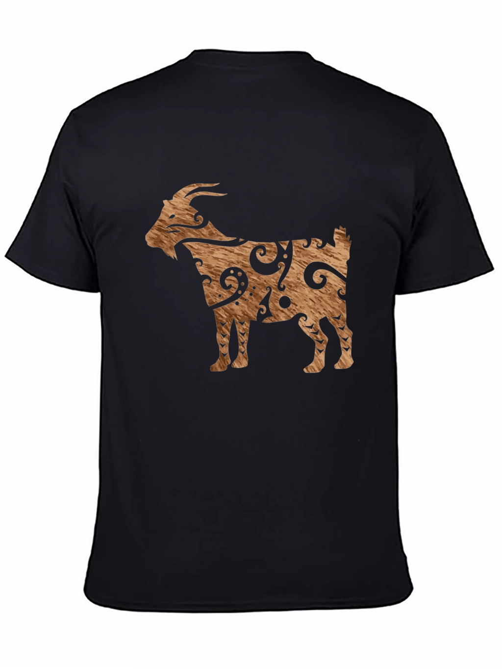 Tribal Goat Graphic Tee - Black Cotton Casual