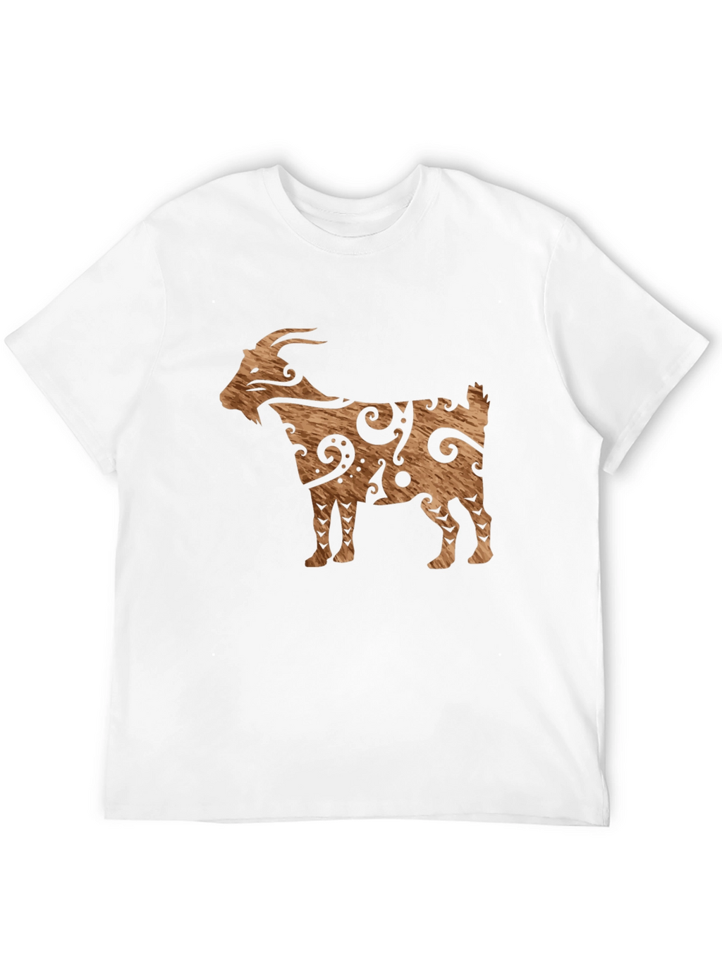 Tribal Goat Graphic Tee - Black Cotton Casual