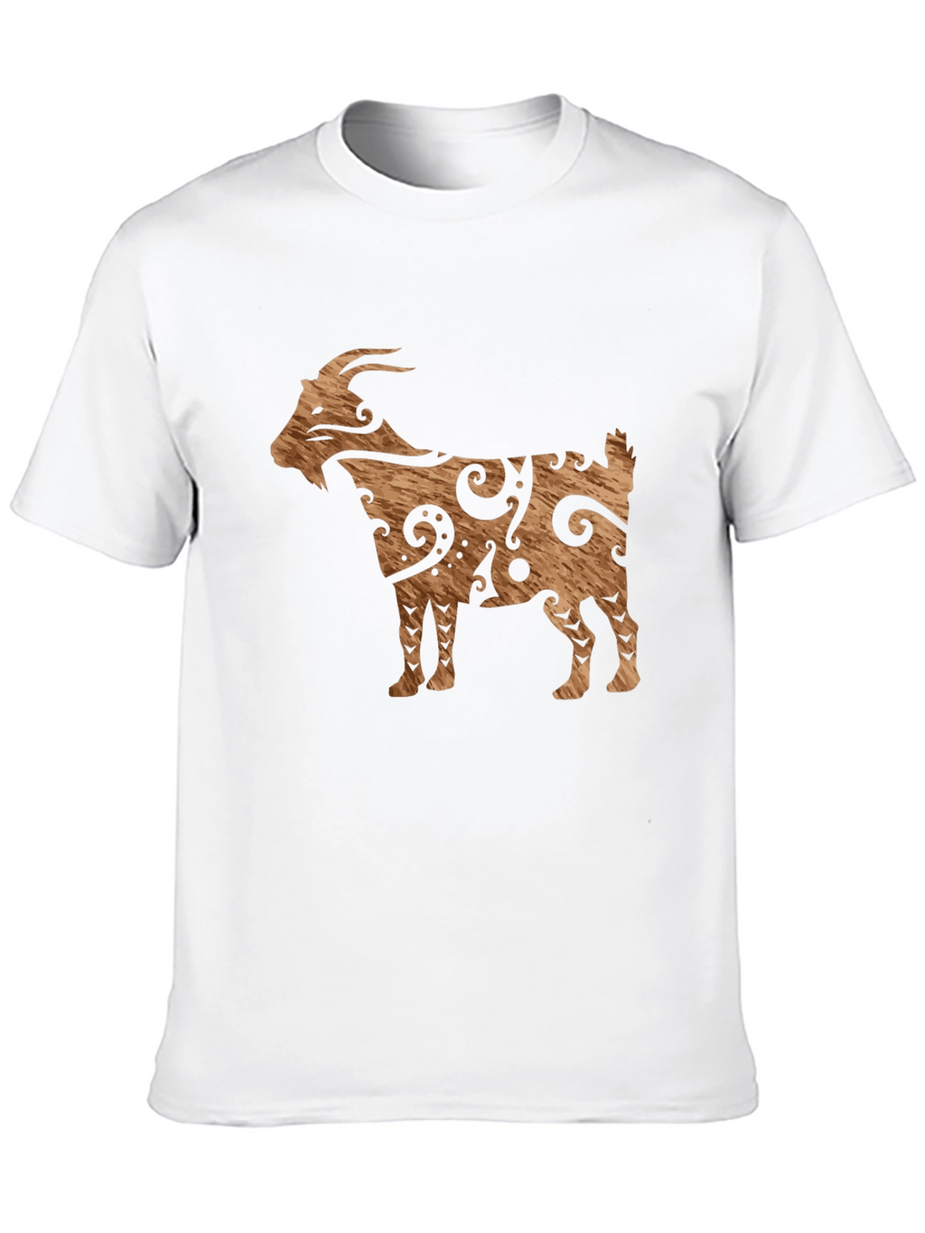 Tribal Goat Graphic Tee - Black Cotton Casual