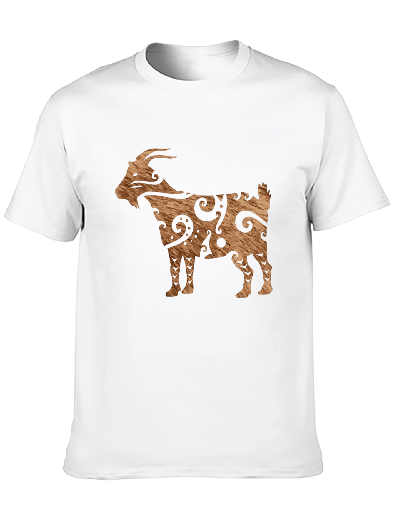 Tribal Goat Graphic Tee - Black Cotton Casual