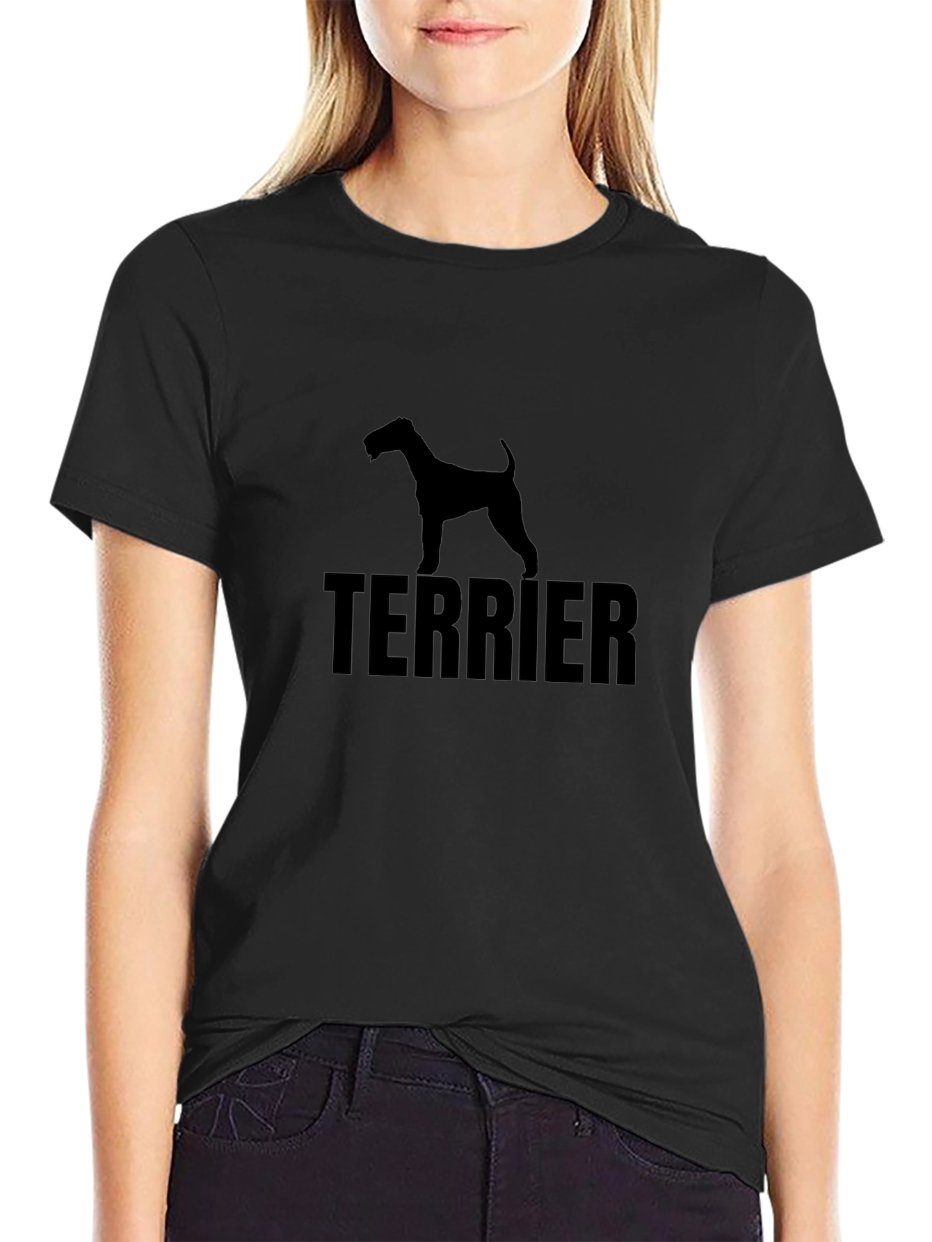 Terrier Dog Silhouette Black T-Shirt