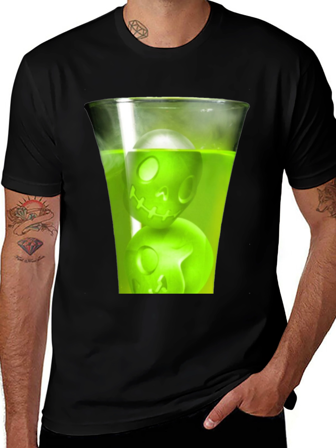 Skull Drink Graphic Tee - Mens Black T-Shirt