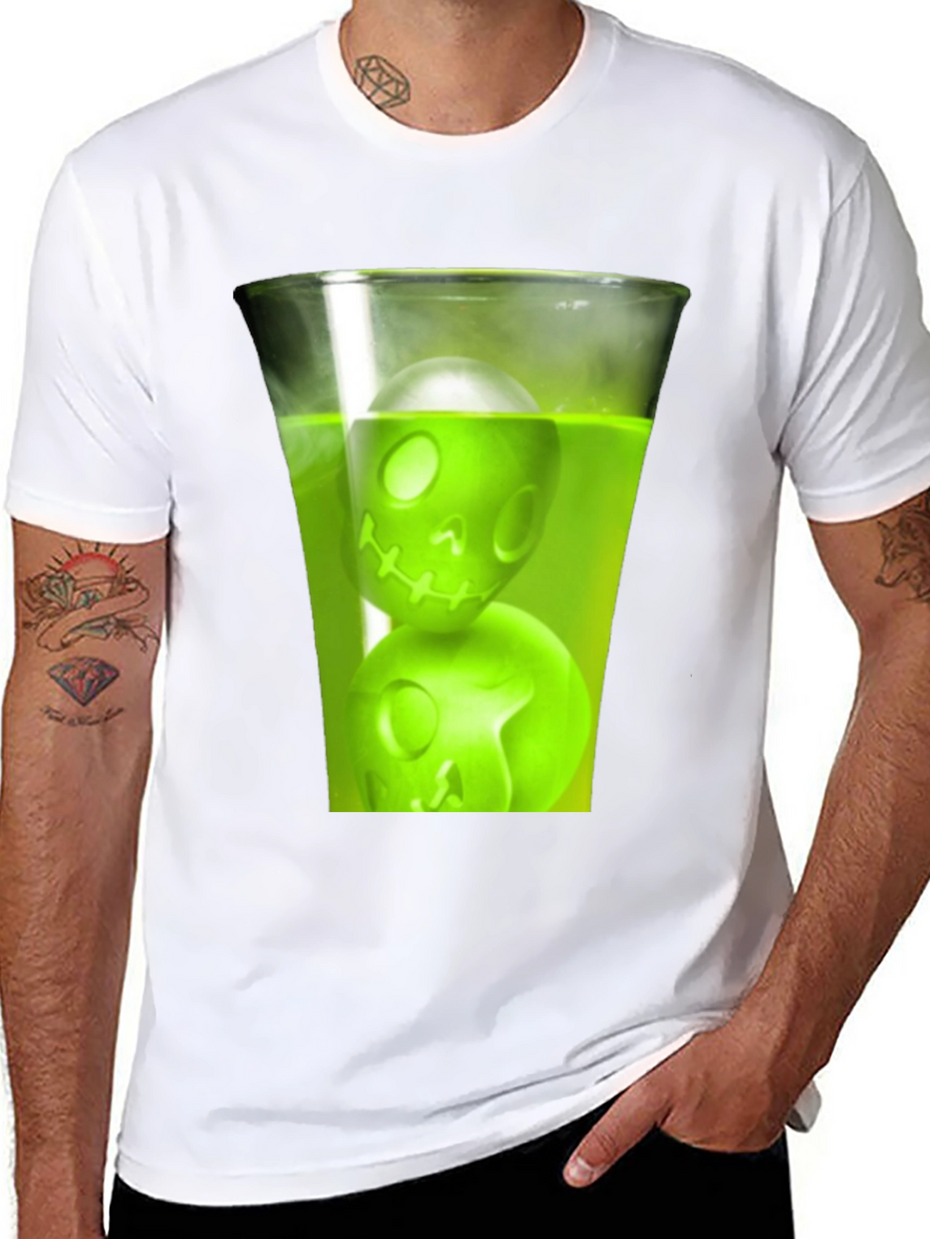 Skull Drink Graphic Tee - Mens Black T-Shirt