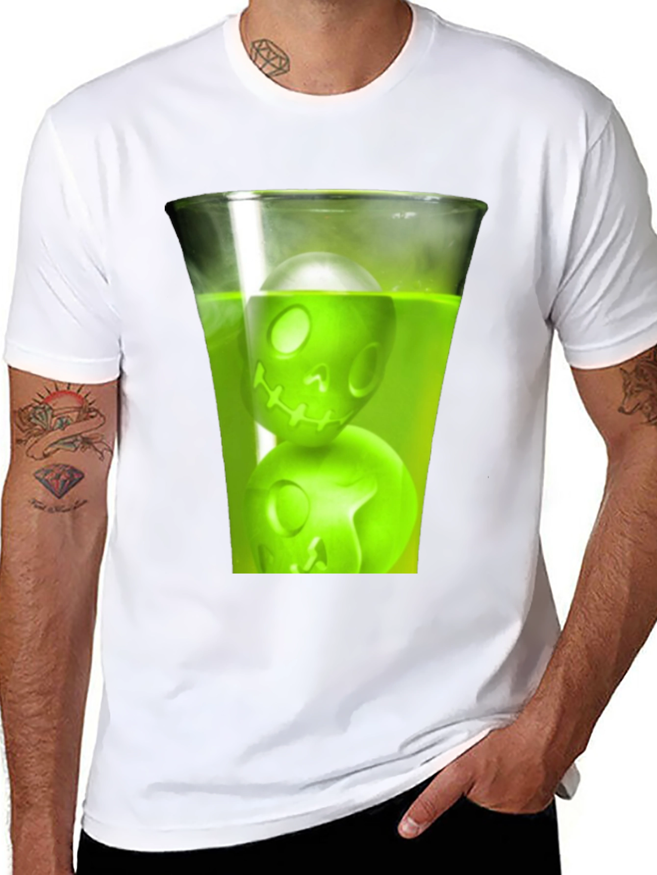 Skull Drink Graphic Tee - Mens Black T-Shirt