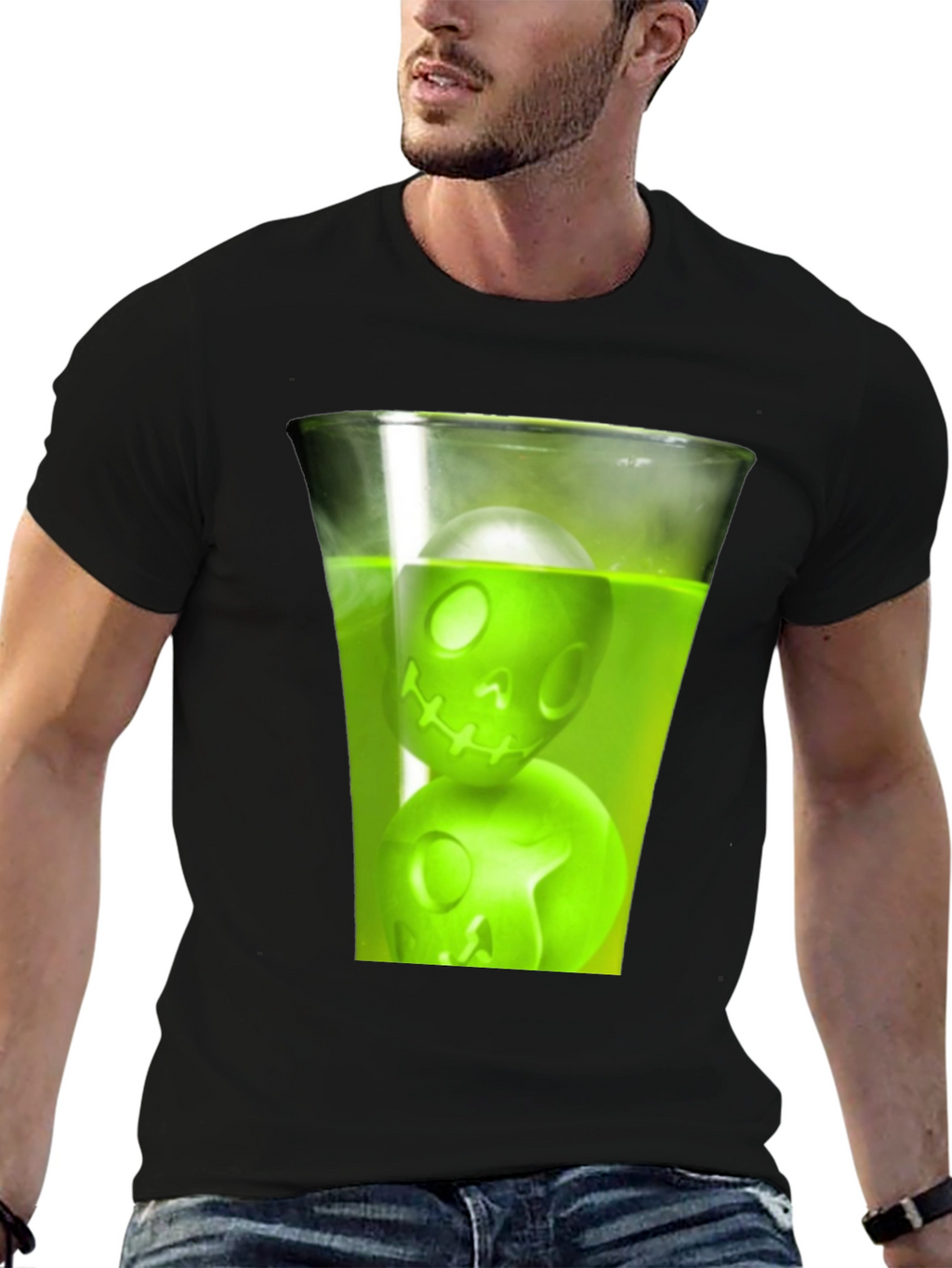 Skull Drink Graphic Tee - Mens Black T-Shirt