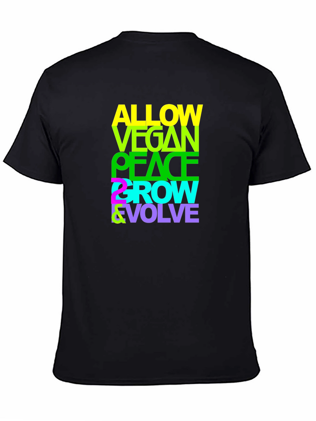 Vegan Peace Grow Evolve T-Shirt - Black Graphic Tee