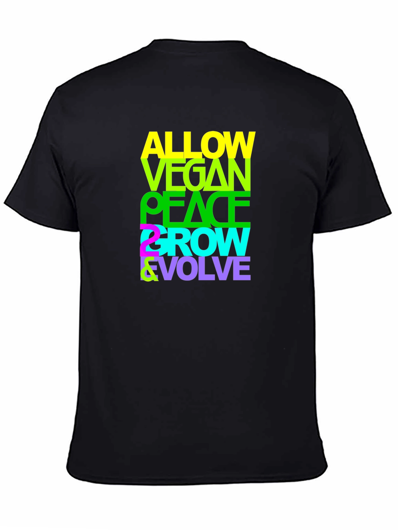 Vegan Peace Grow Evolve T-Shirt - Black Graphic Tee
