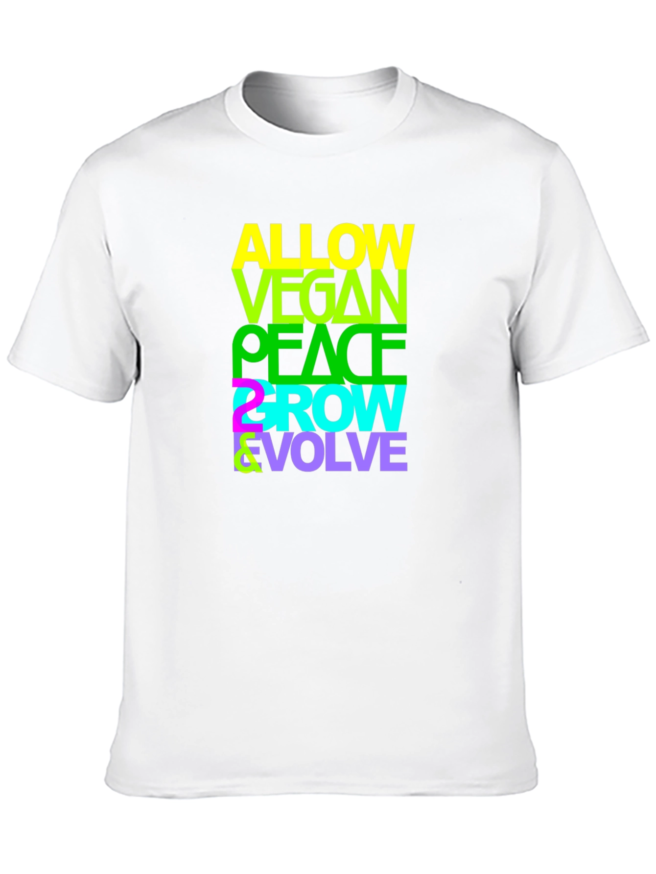 Vegan Peace Grow Evolve T-Shirt - Black Graphic Tee