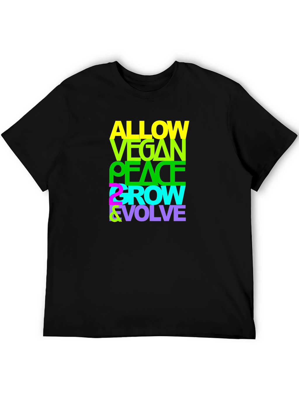 Vegan Peace Grow Evolve T-Shirt - Black Graphic Tee