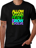 Vegan Peace Grow Evolve T-Shirt - Black Graphic Tee