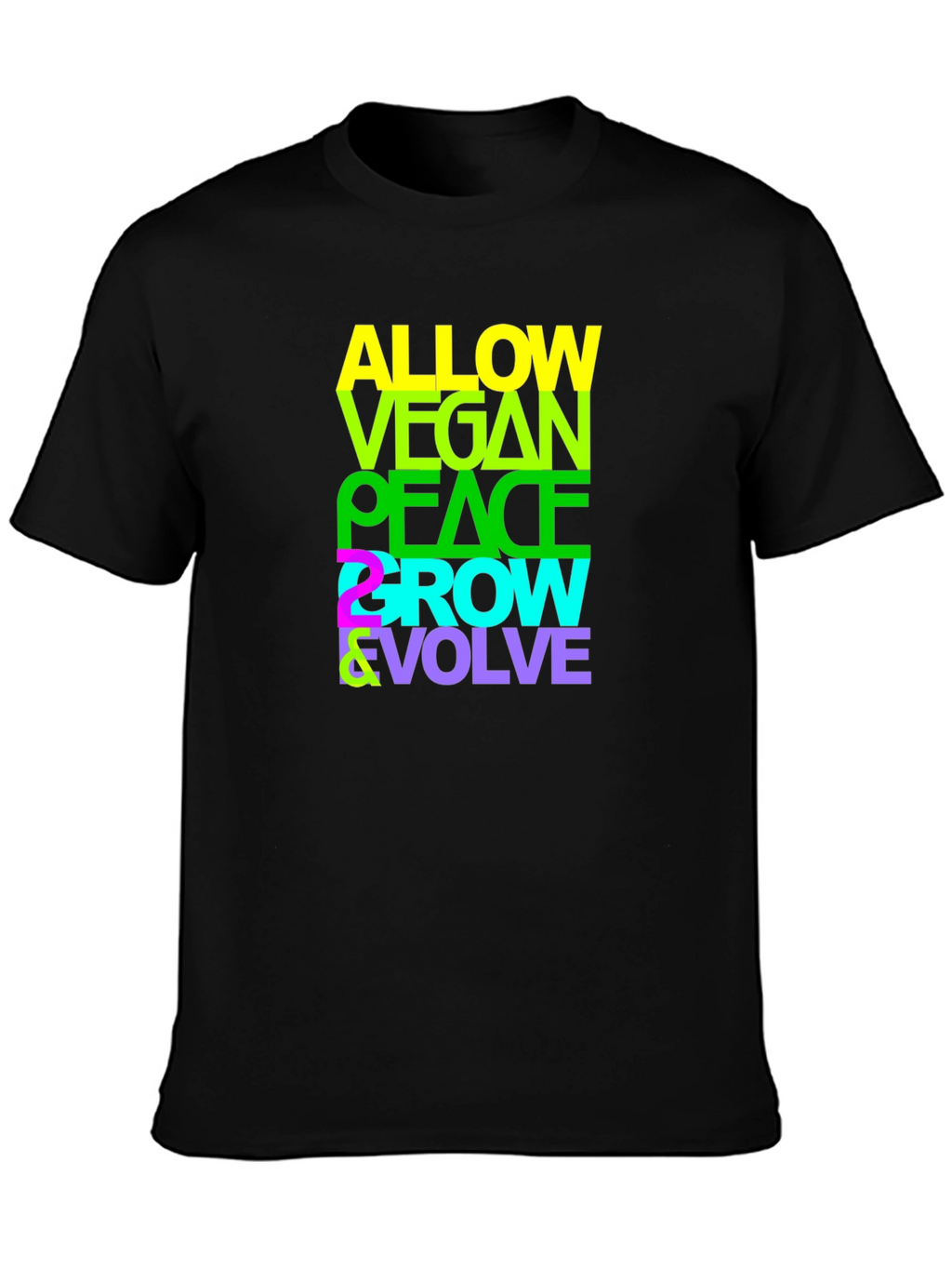 Vegan Peace Grow Evolve T-Shirt - Black Graphic Tee