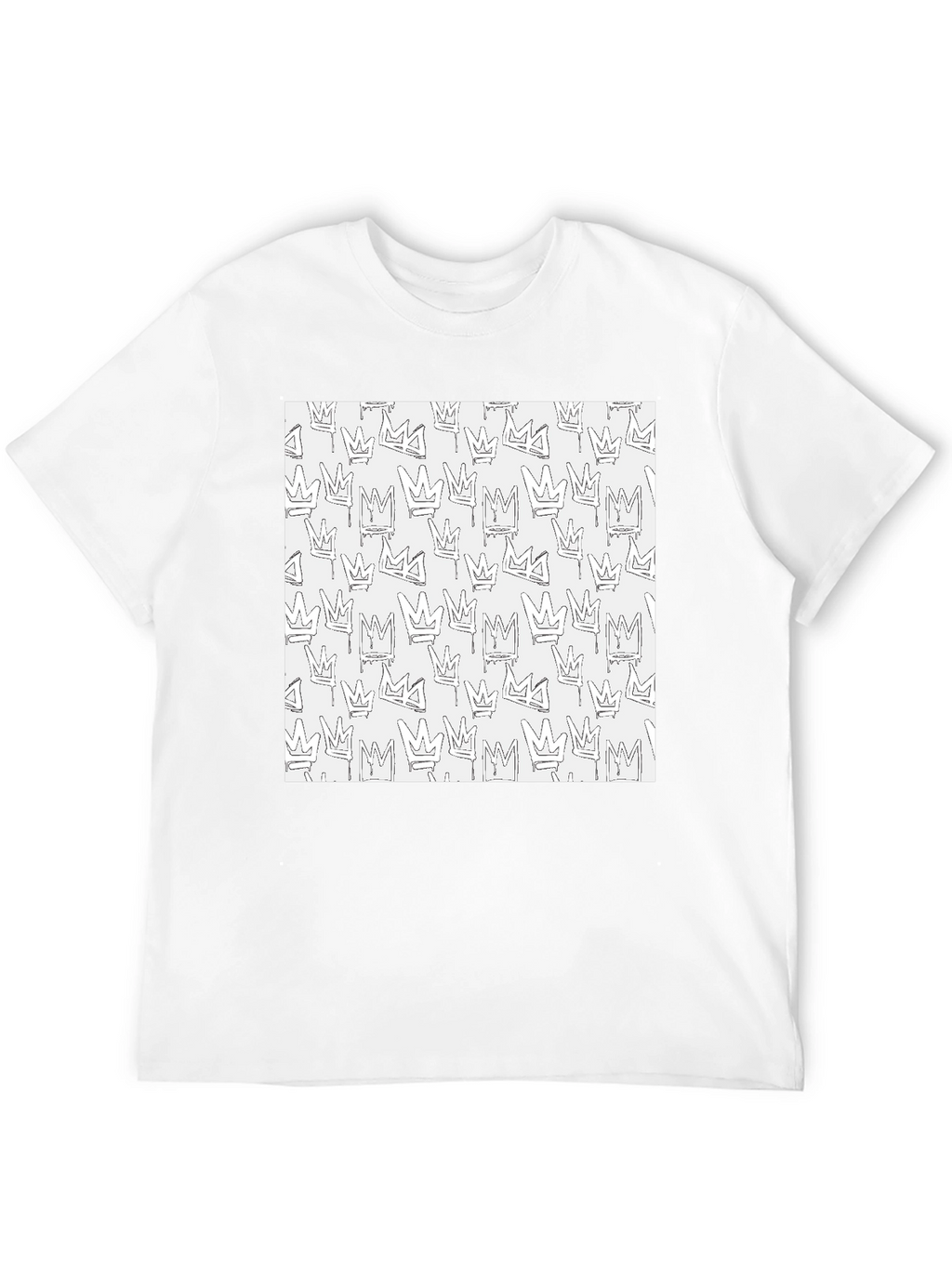 Crown Print Black Crew Neck T-Shirt