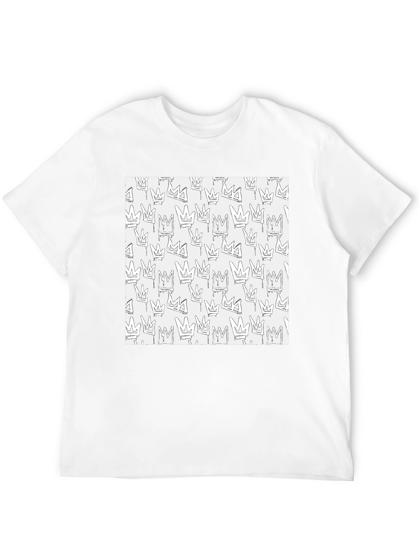 Crown Print Black Crew Neck T-Shirt