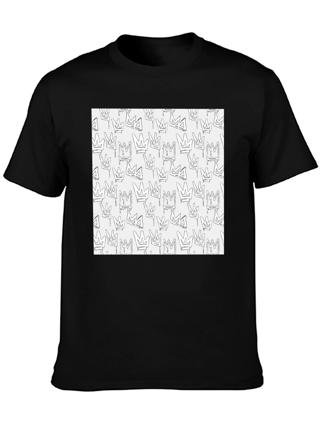 Crown Print Black Crew Neck T-Shirt