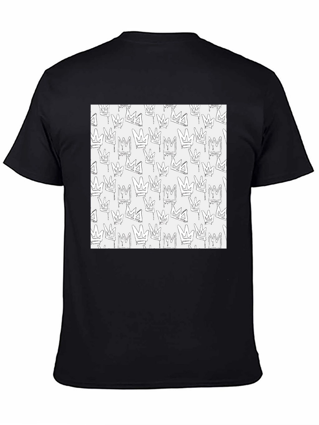 Crown Print Black Crew Neck T-Shirt