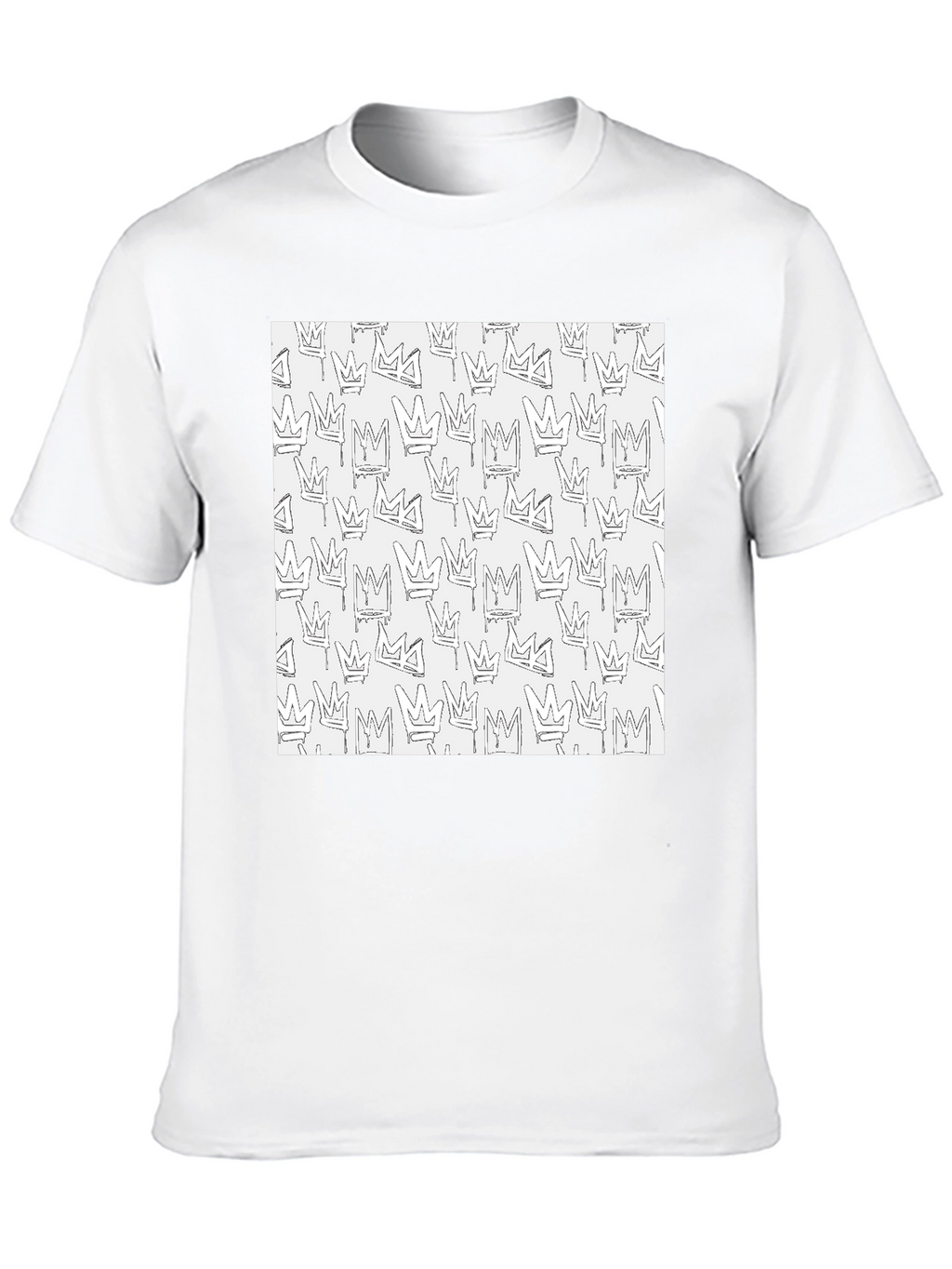 Crown Print Black Crew Neck T-Shirt