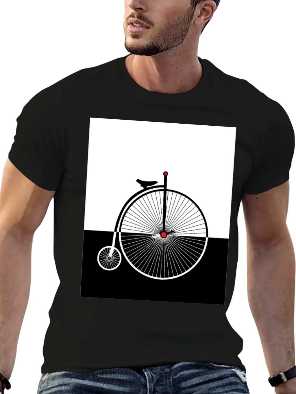 Penny Farthing Graphic Tee - Retro Bicycle Design