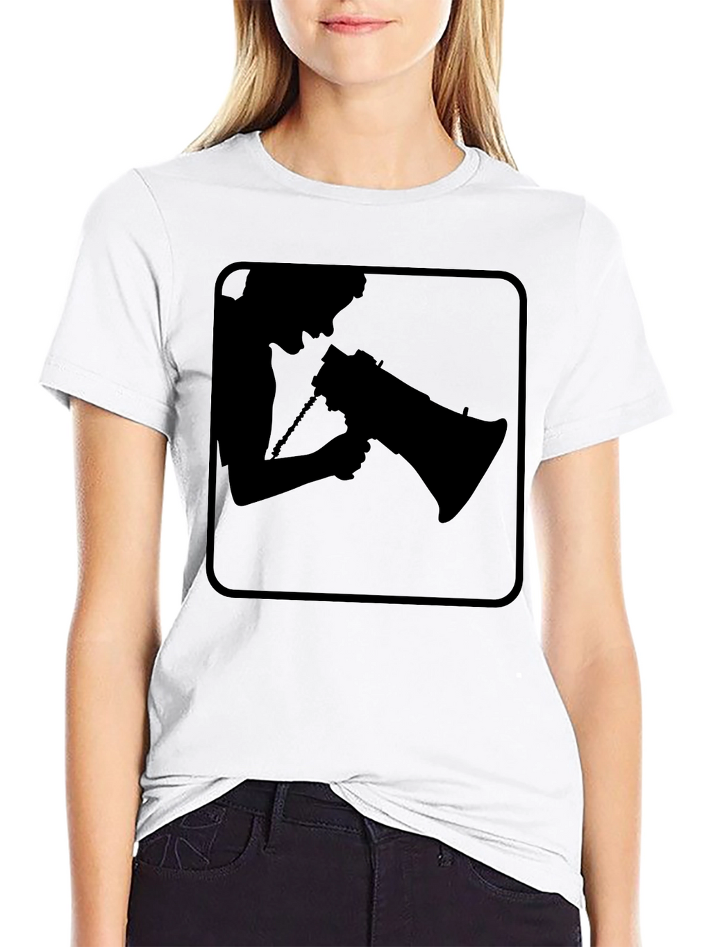 Silhouette Megaphone T-Shirt - Black