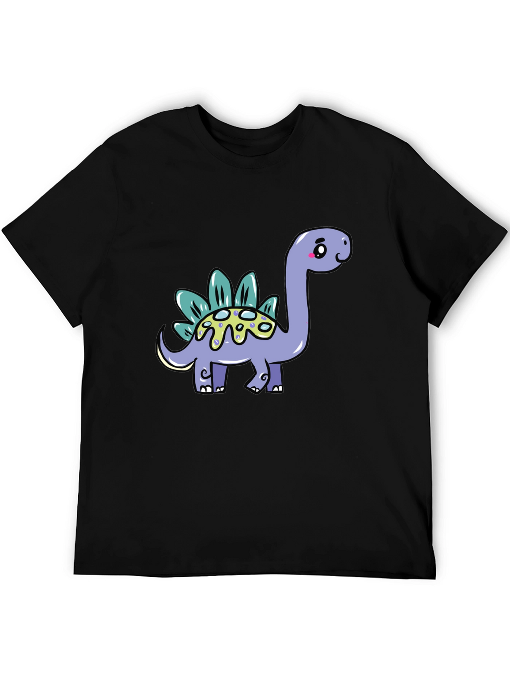 Cute Dinosaur Graphic Tee - Black Cotton T-Shirt