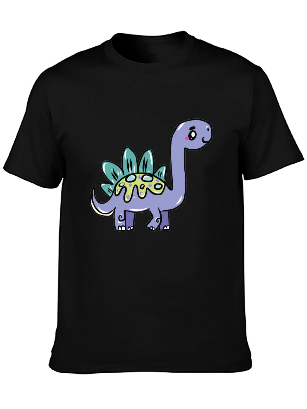 Cute Dinosaur Graphic Tee - Black Cotton T-Shirt