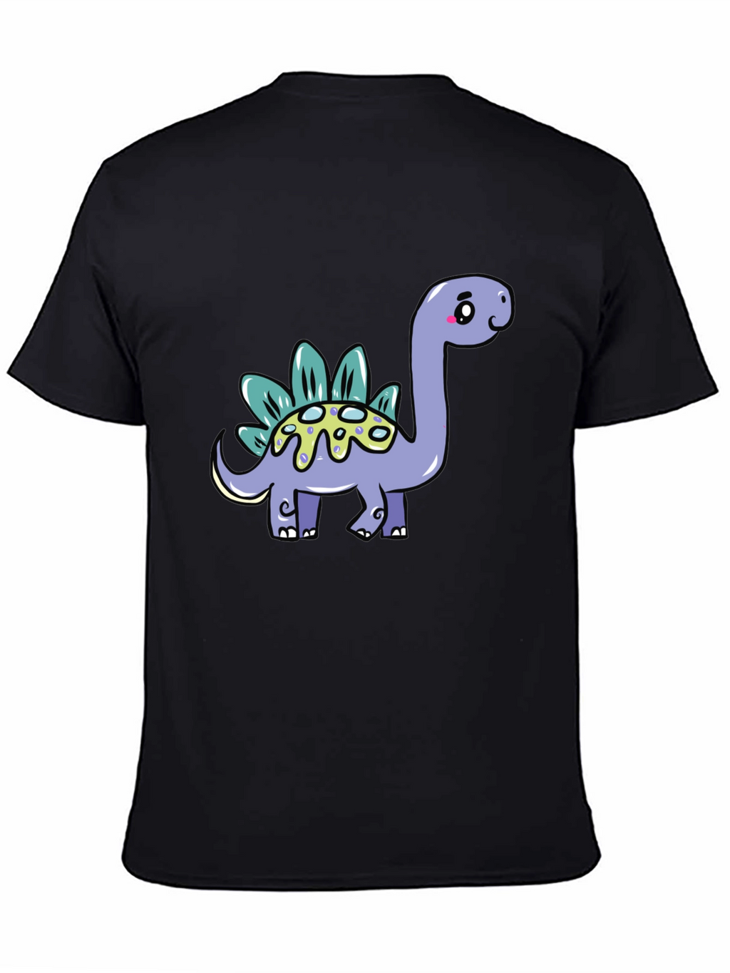 Cute Dinosaur Graphic Tee - Black Cotton T-Shirt