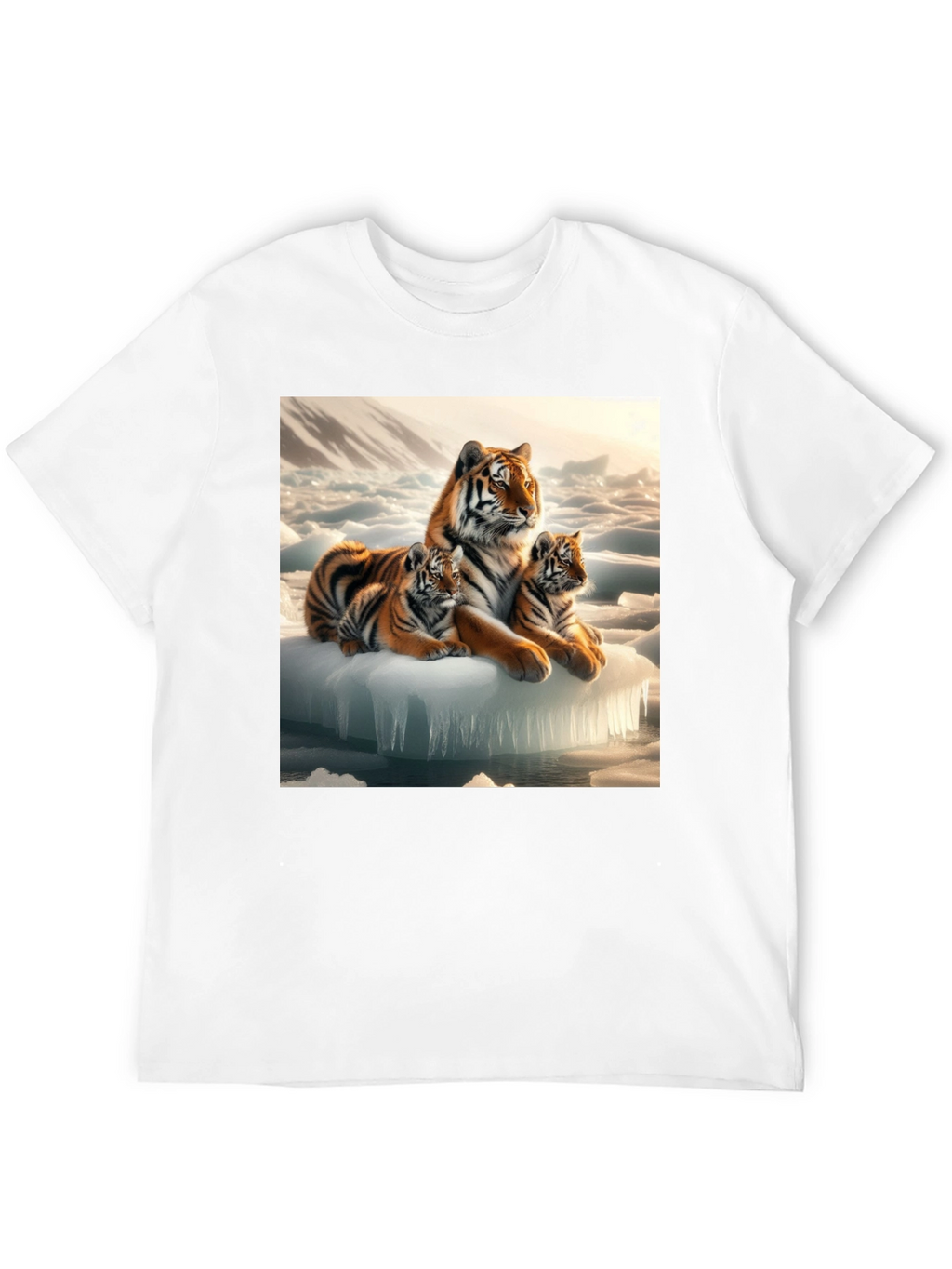 Tiger Family on Iceberg Graphic T-Shirt