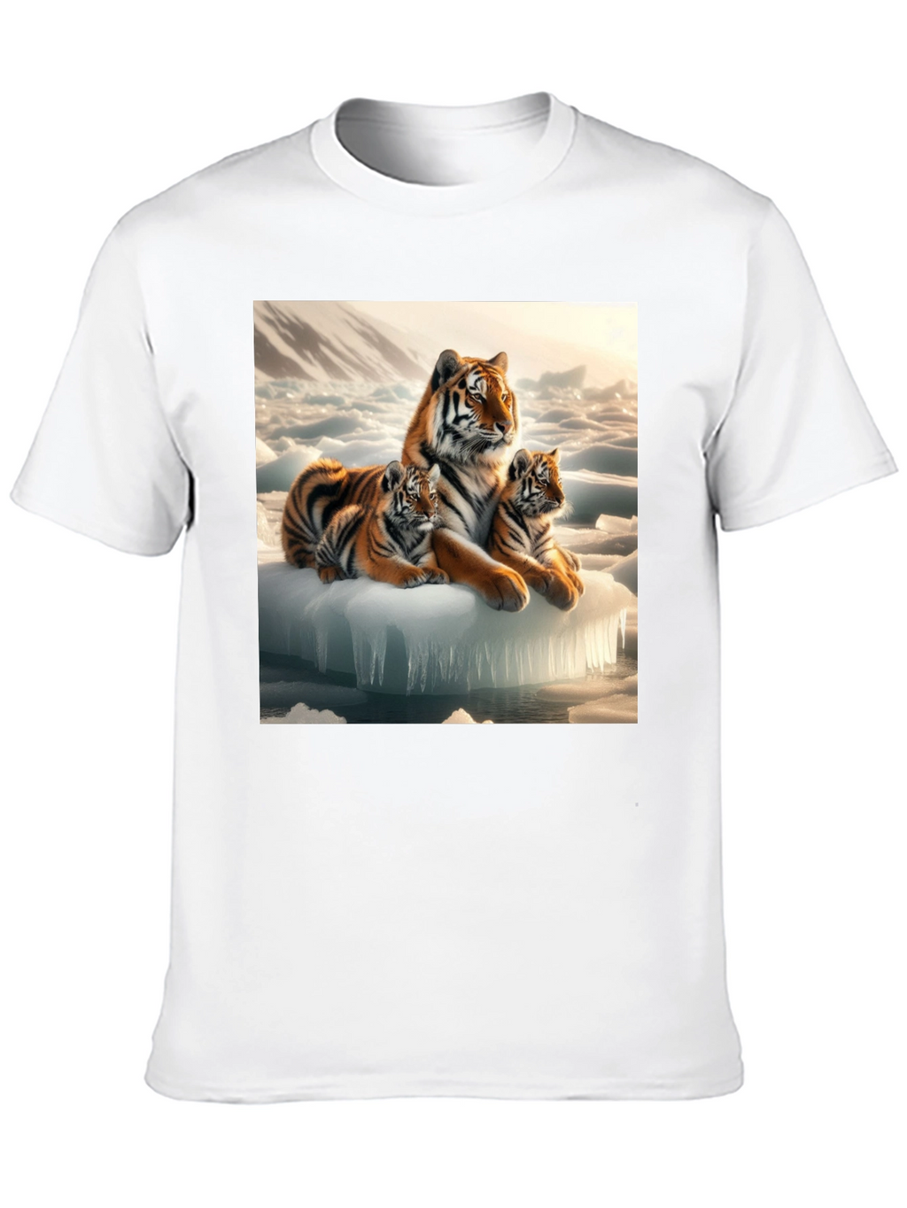 Tiger Family on Iceberg Graphic T-Shirt