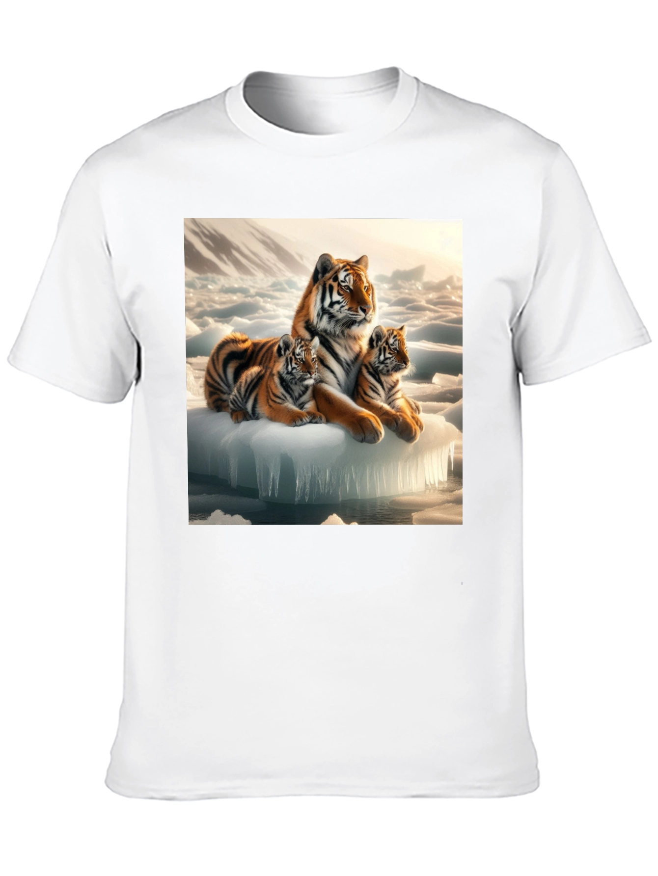 Tiger Family on Iceberg Graphic T-Shirt