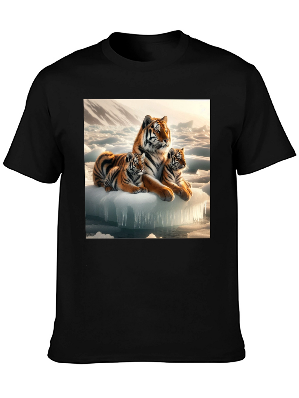 Tiger Family on Iceberg Graphic T-Shirt