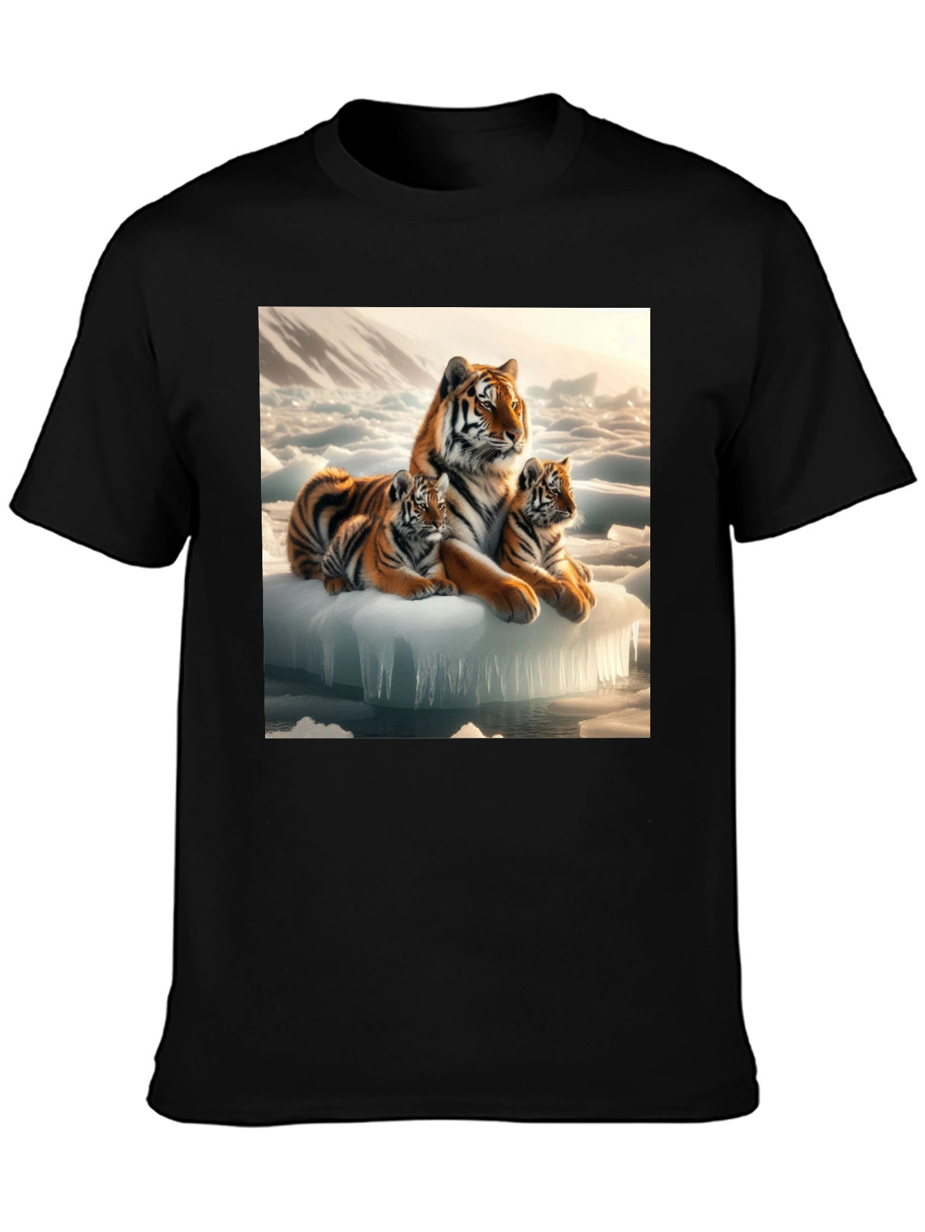 Tiger Family on Iceberg Graphic T-Shirt