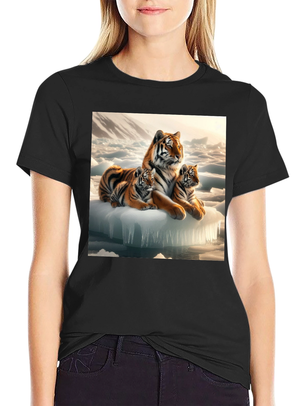 Tiger Family on Iceberg Graphic T-Shirt