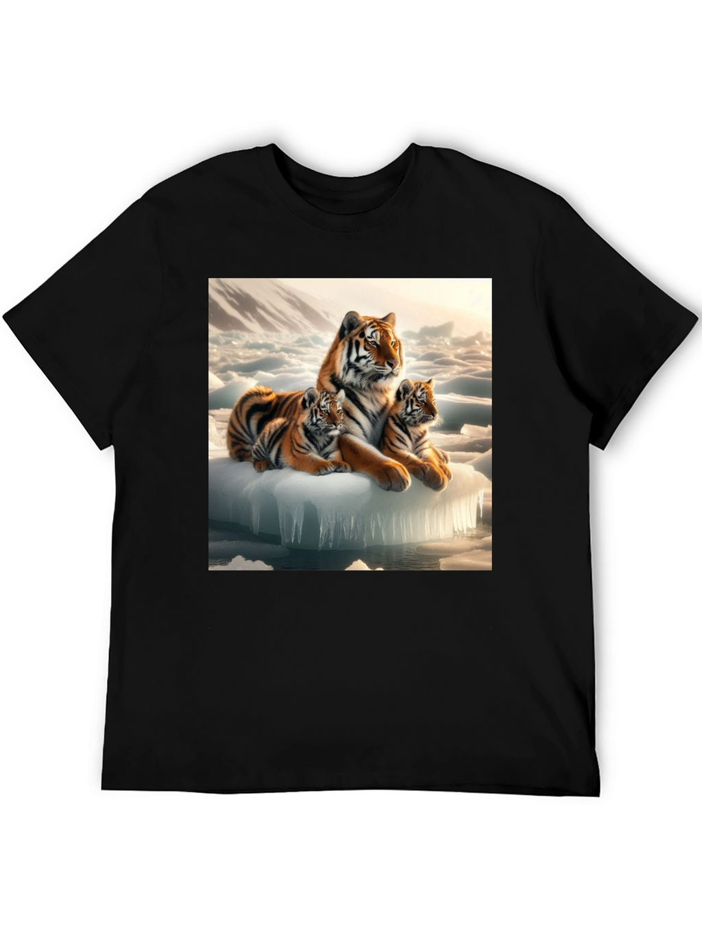 Tiger Family on Iceberg Graphic T-Shirt
