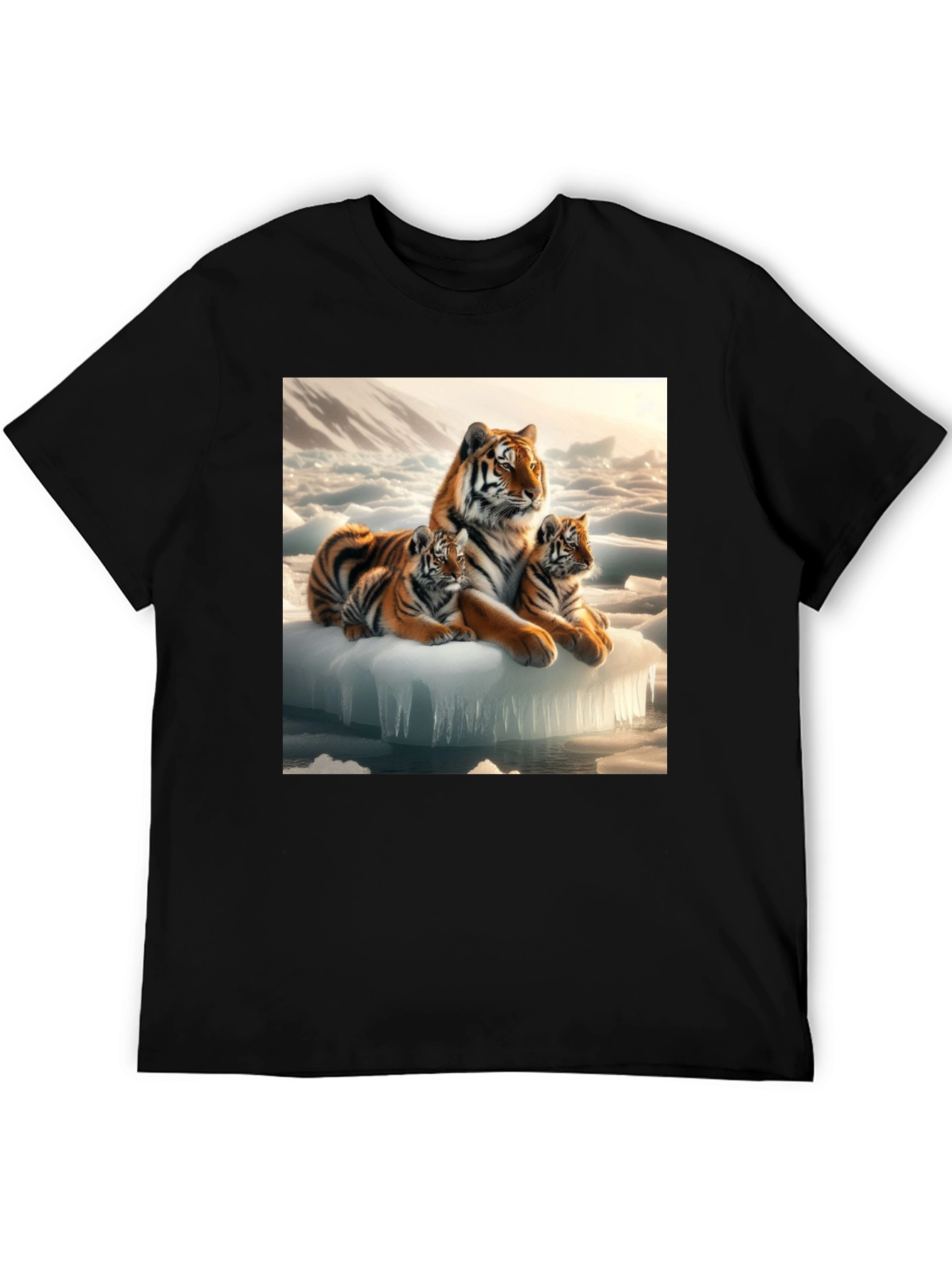 Tiger Family on Iceberg Graphic T-Shirt